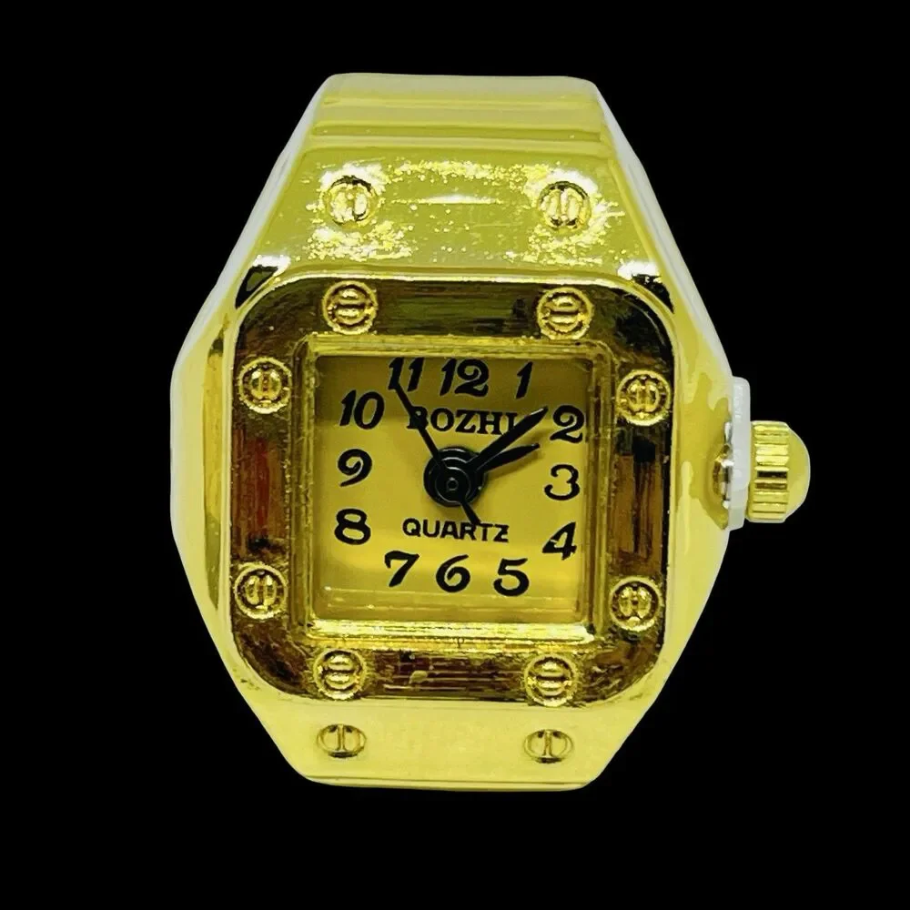BOZHI Ring Watch Gold Design With Crystals New